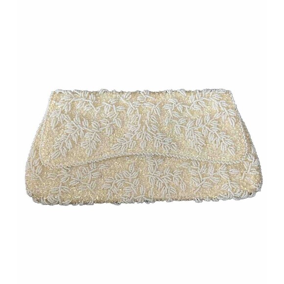 Vtg 50s Beaded Sequin Clutch Envelope Style Purse La Regale Handmade Hong Kong